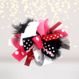 Girls Marabou Loopy Hair Bow, Hair Bow With Feathers, Valentine's Day Bow