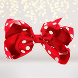 Girls Red Polka Dot Hair Bow, 5 inch girls bows for hair, polka dot accessories for hair, hair bow