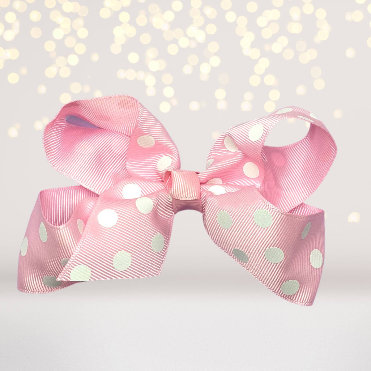 Girls Baby Pink Polka Dot Hair Bow, 5 inch girls bows for hair, polka dot accessories for hair, hair bow