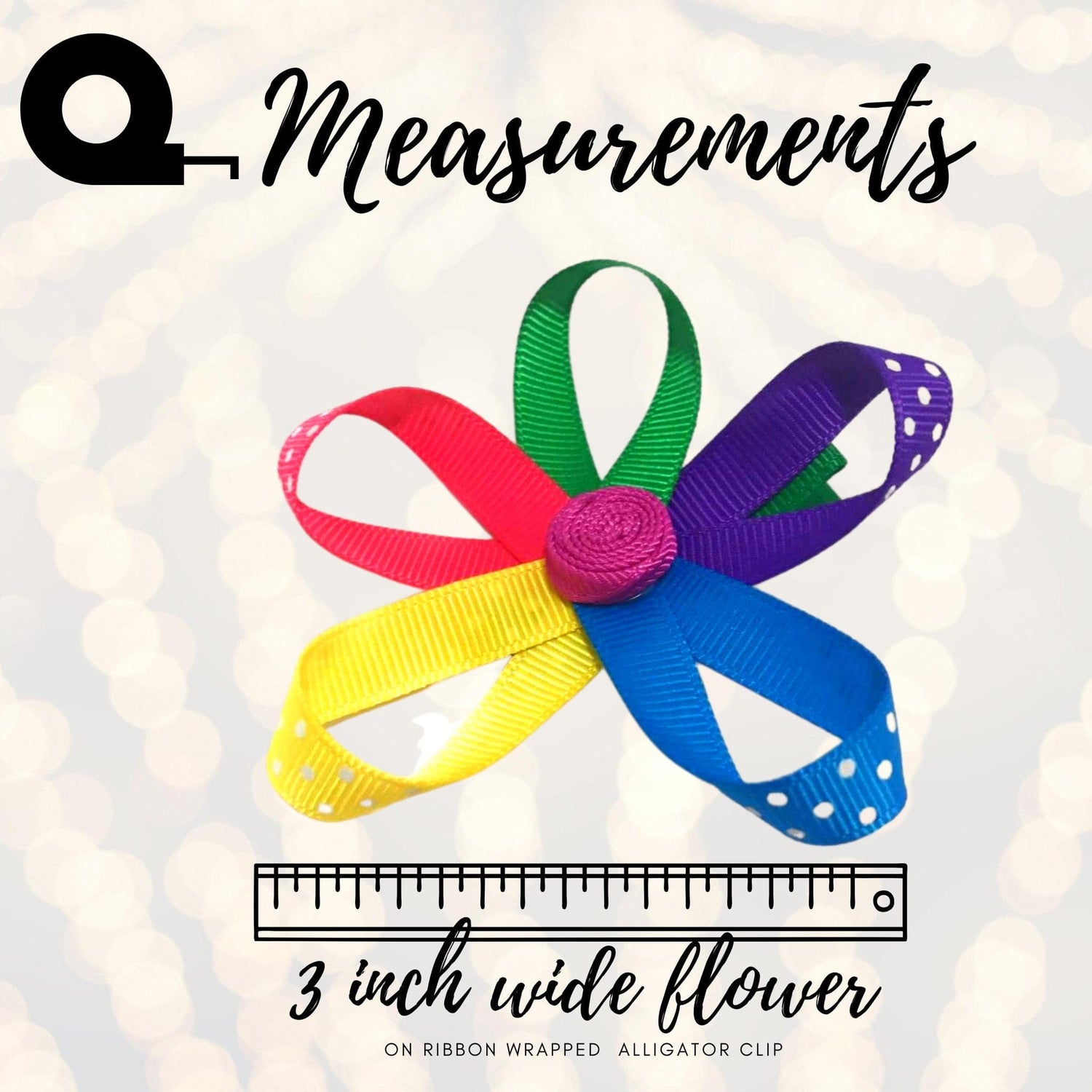 Girls Rainbow Ribbon Flower Hair Clip, Rainbow Flower Clip