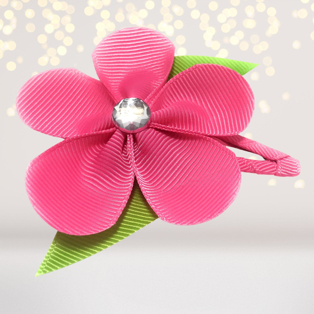 Girls Ribbon Hair Flower on Snappy Clip
