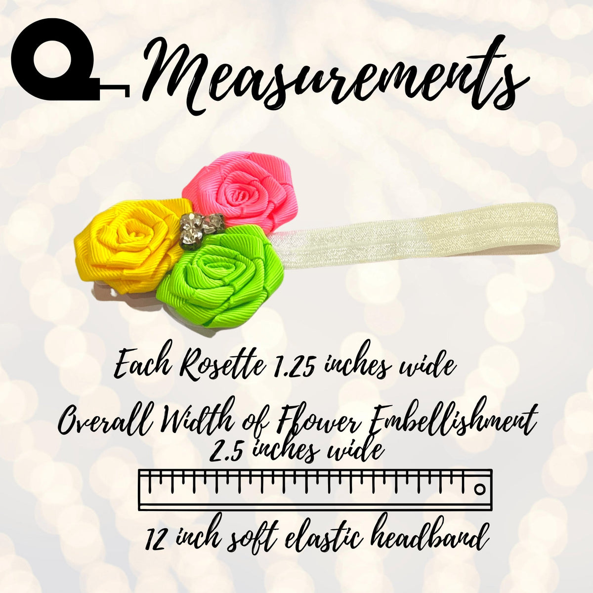 Girls Rosette Soft Elastic Headband