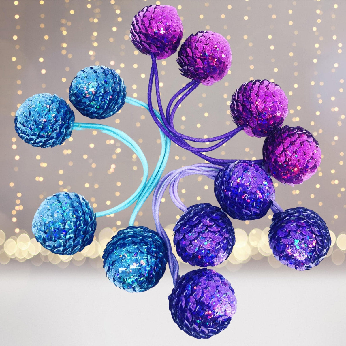 Girls Sequin Ball Pony Hair Ties, Sequin Ponytail Holder