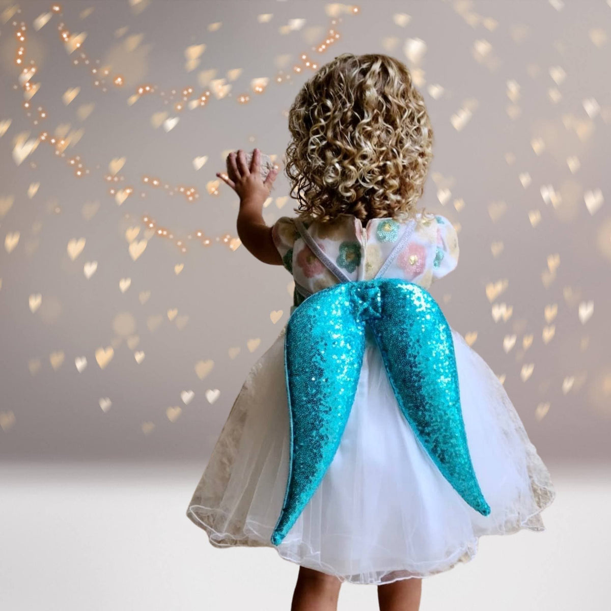 Girls Sequin Pixie Fairy Wings, Costume Wings Turquoise
