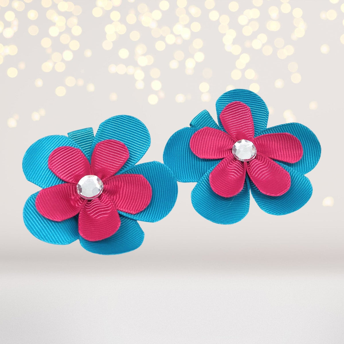 Girls Small Double Layered Flower Hair Clips