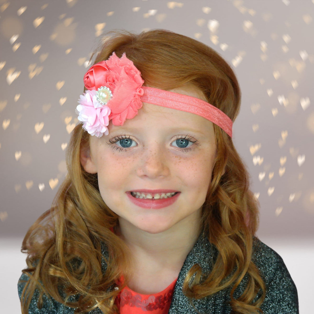 Girls Soft Flower Headband with Pearl Center
