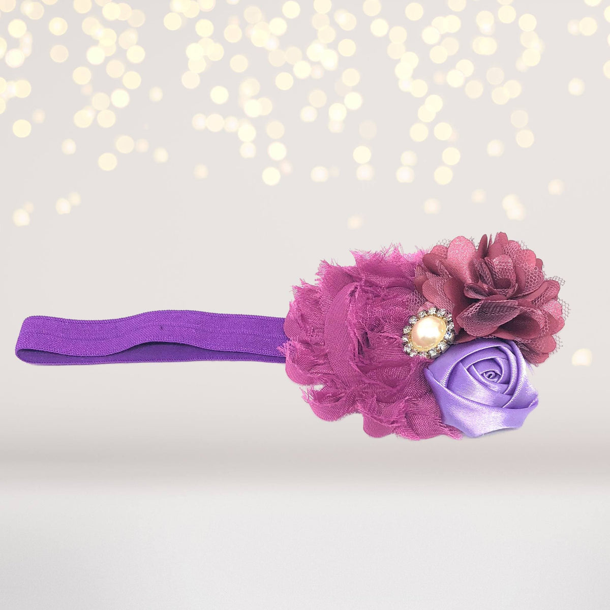 Girls Soft Flower Headband with Pearl Center
