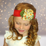 Girls Soft Red Floral Flower Headband, Soft Baby Headband