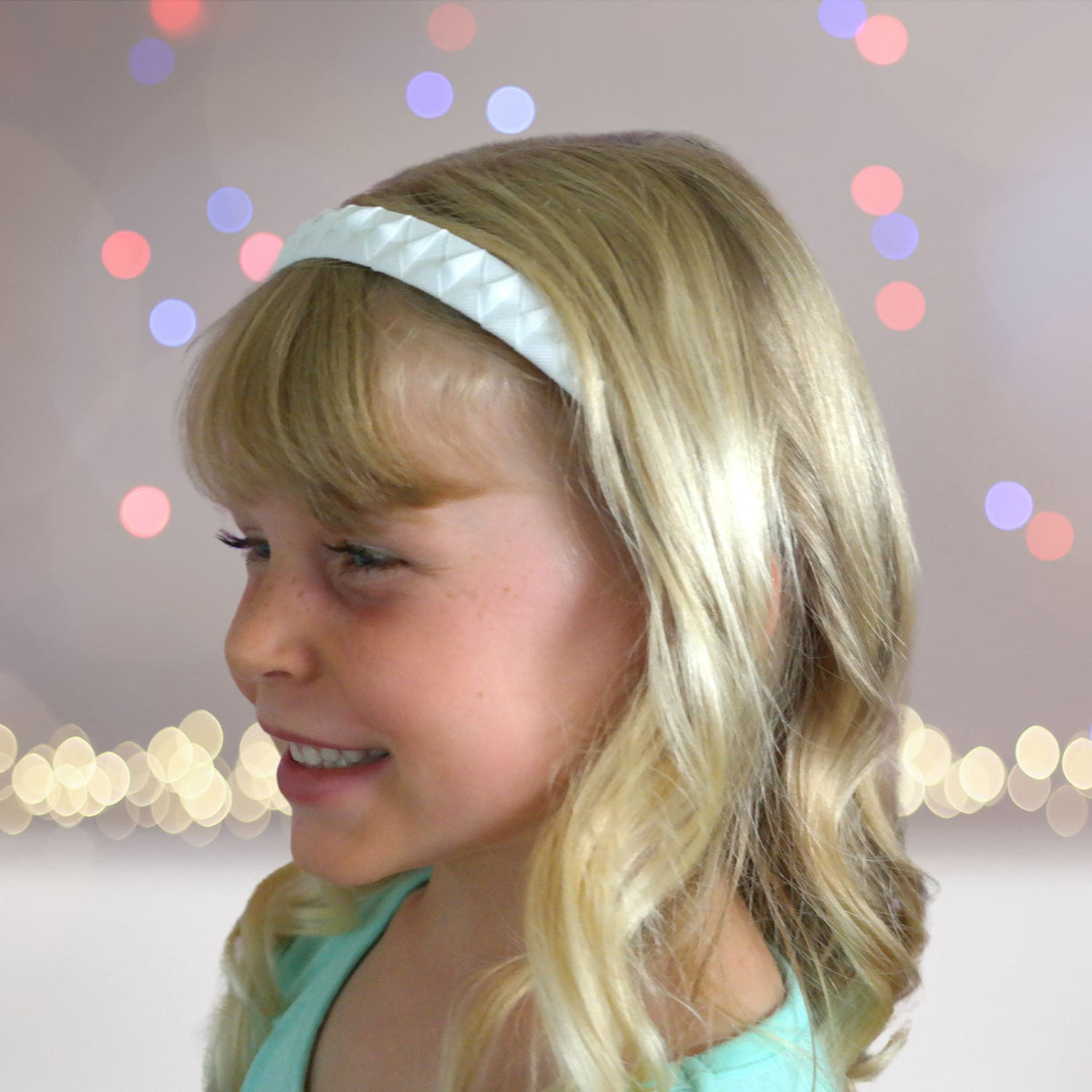 Girls White Braided Add a Bow or Flower Headband