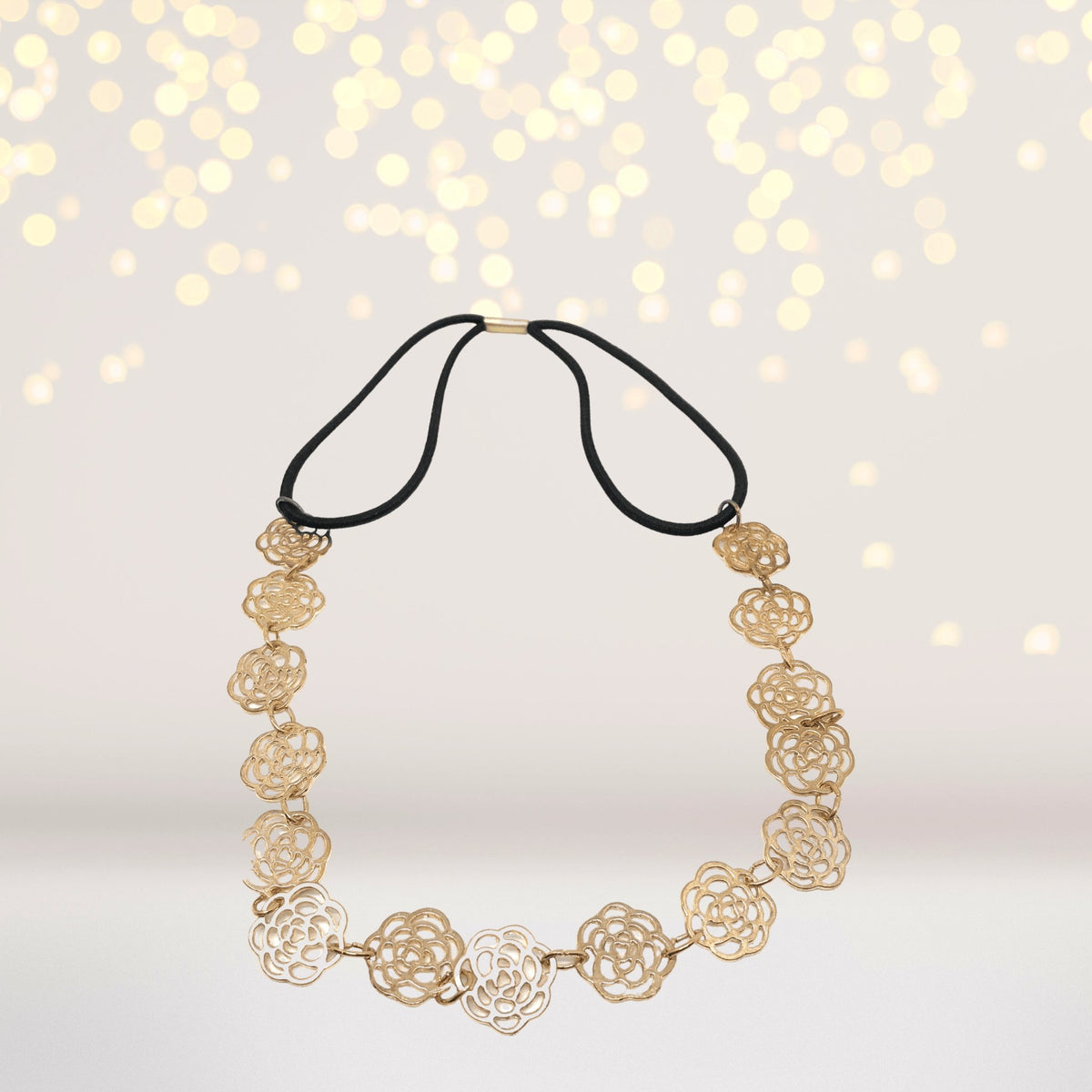 Golden Hippie Flowers Chain Headband, Gold Flower Headband