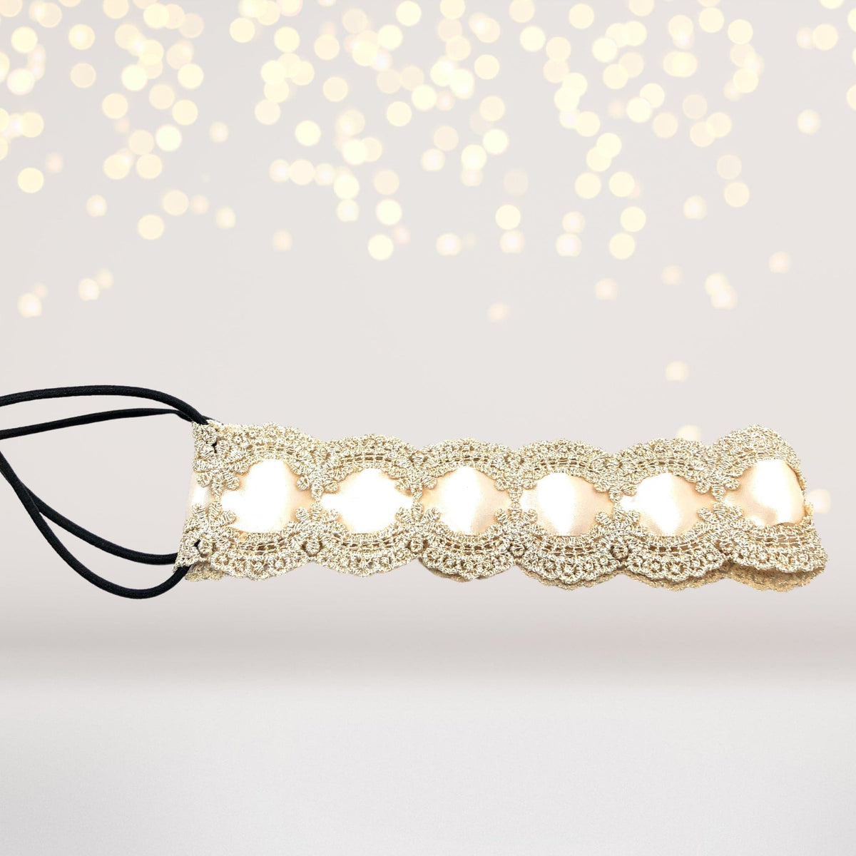 Golden Lace and Satin Ribbon Vintage Headband
