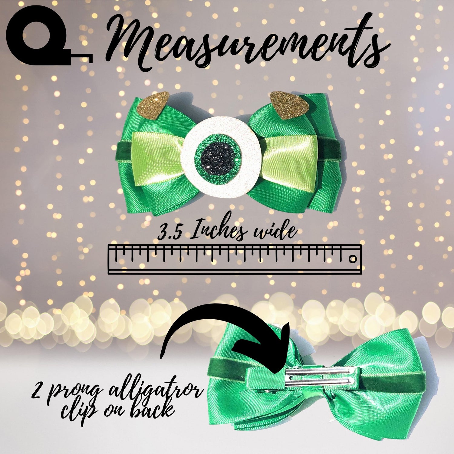 Green Eyeball Monster Hair Bow