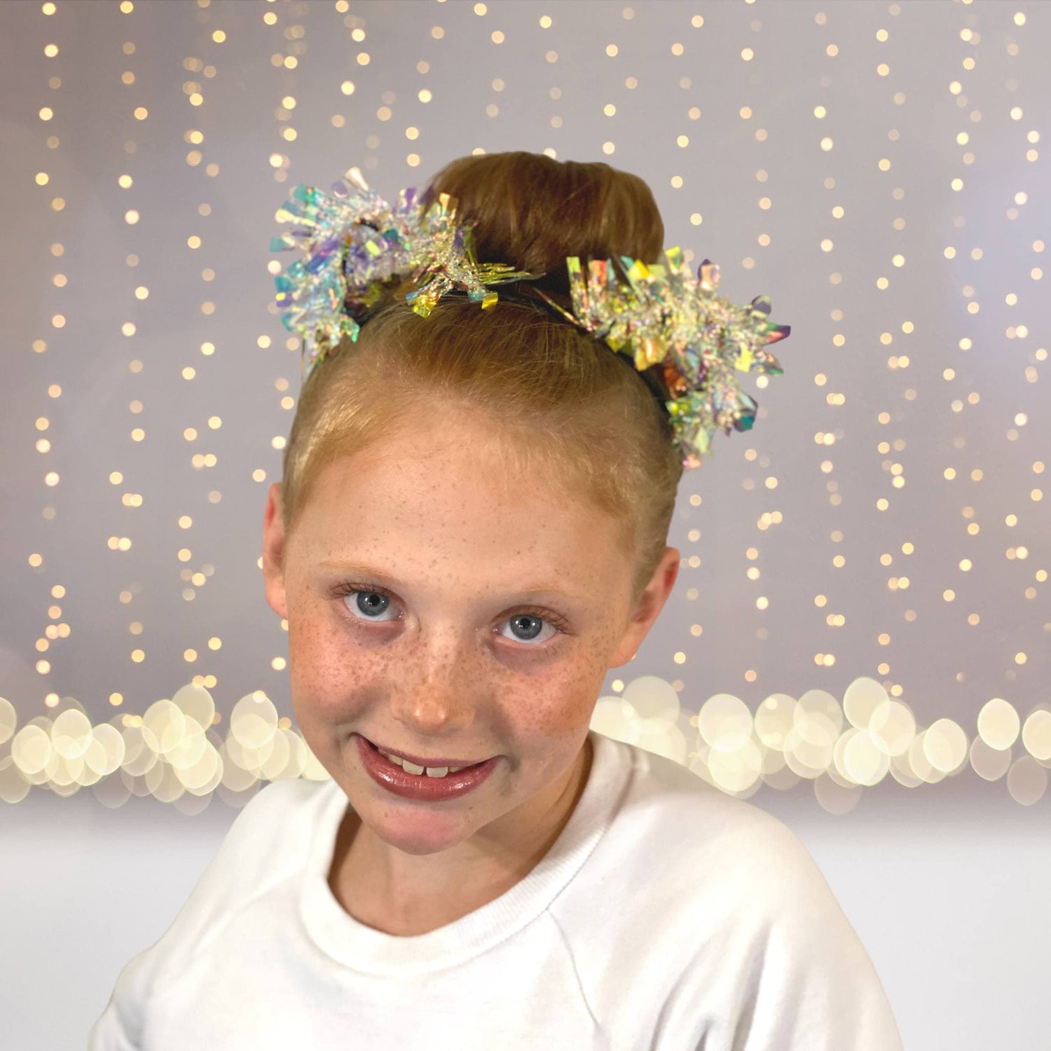 Holographic Birthday party Pom Pom headband