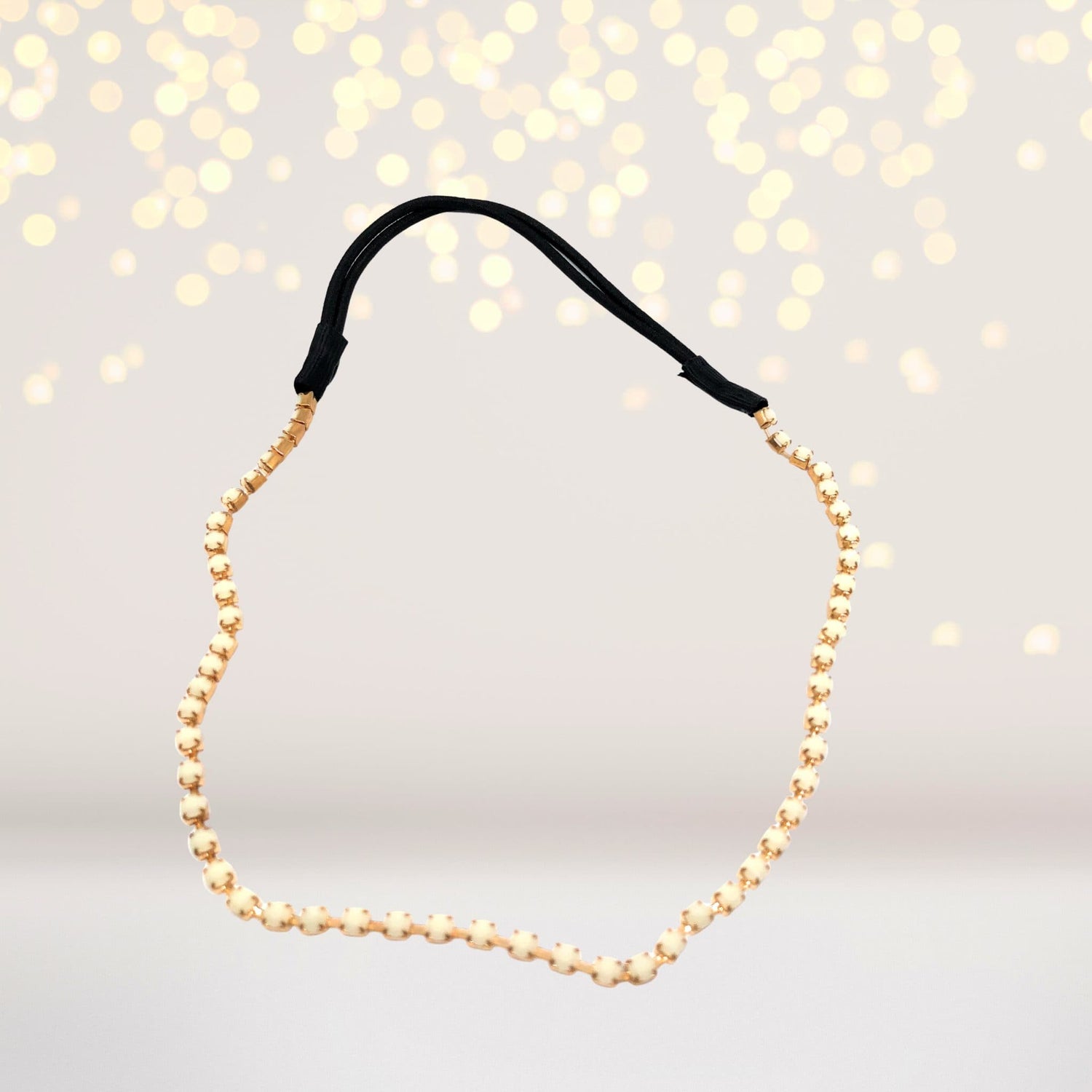 Headband - Ivory Rhinestone Headband, Gold And Ivory Headband