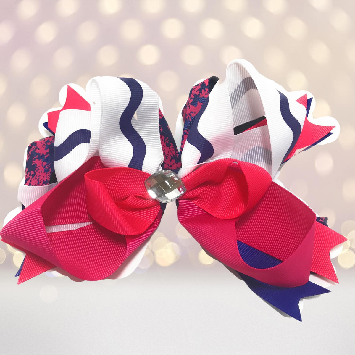 Hair Bow - Jumbo Boutique Hair Bow With Bling Stone