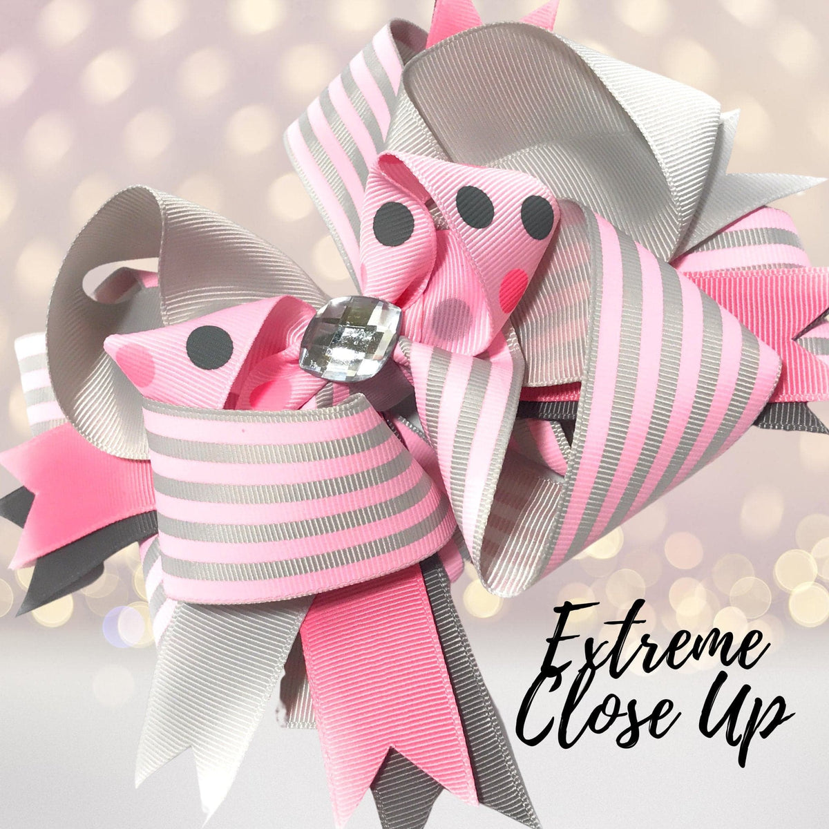 Hair Bow - Jumbo Boutique Hair Bow With Bling Stone
