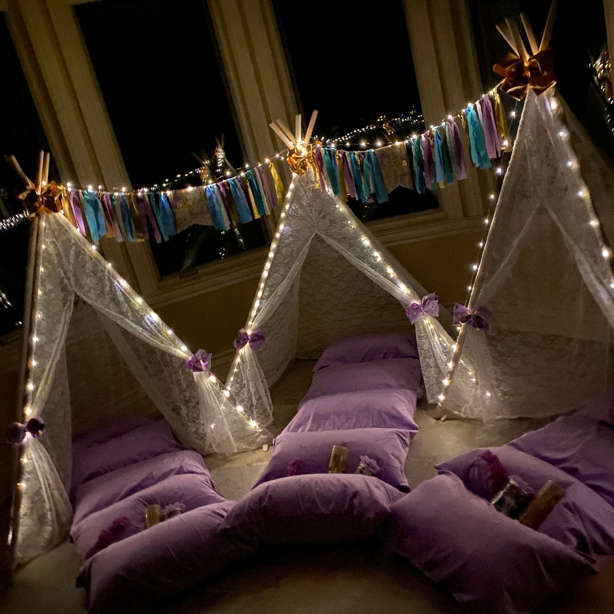 Party Supply Kits - Girls Spa Themed Glamping Sleepover Tee Pee Tent Party Box, Spa Party Decorations