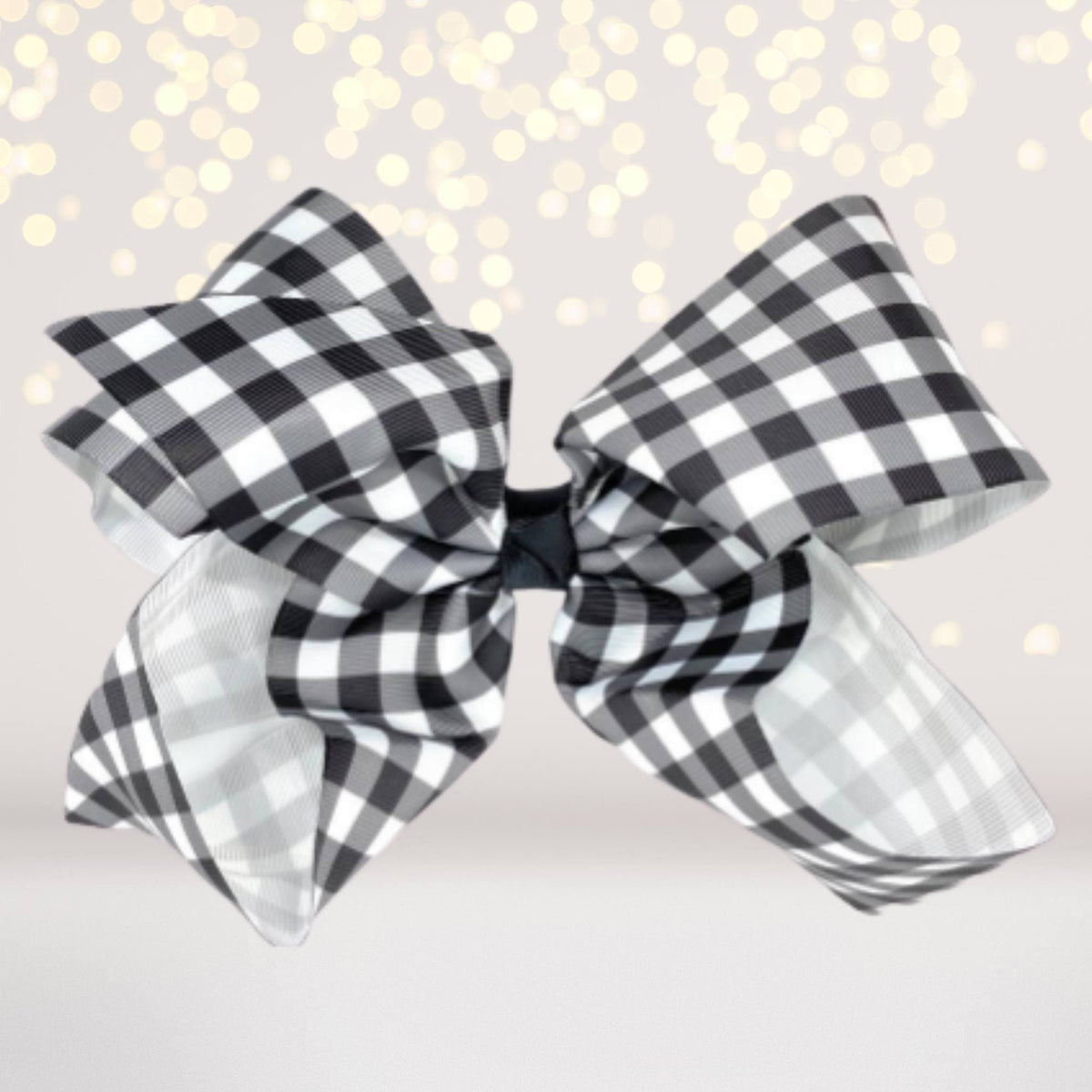Large Red And Black Plaid Lumberjack Hair Bow, Black And White Plaid Buffalo Check Hair Bow