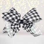 Large Red And Black Plaid Lumberjack Hair Bow, Black And White Plaid Buffalo Check Hair Bow