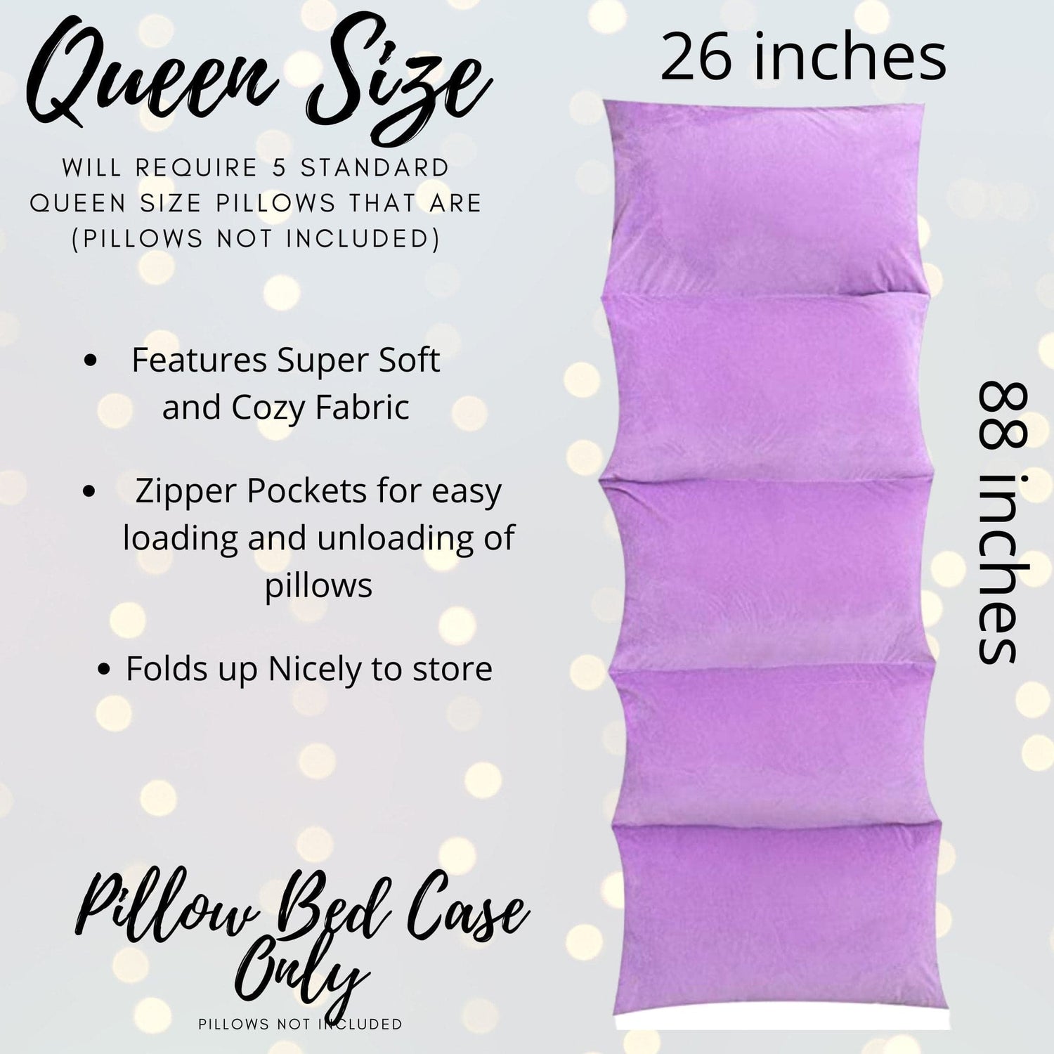 Pillow Bed Floor Lounger - Lavender Purple Pillow Bed Case, Pillow Bed Floor Lounger