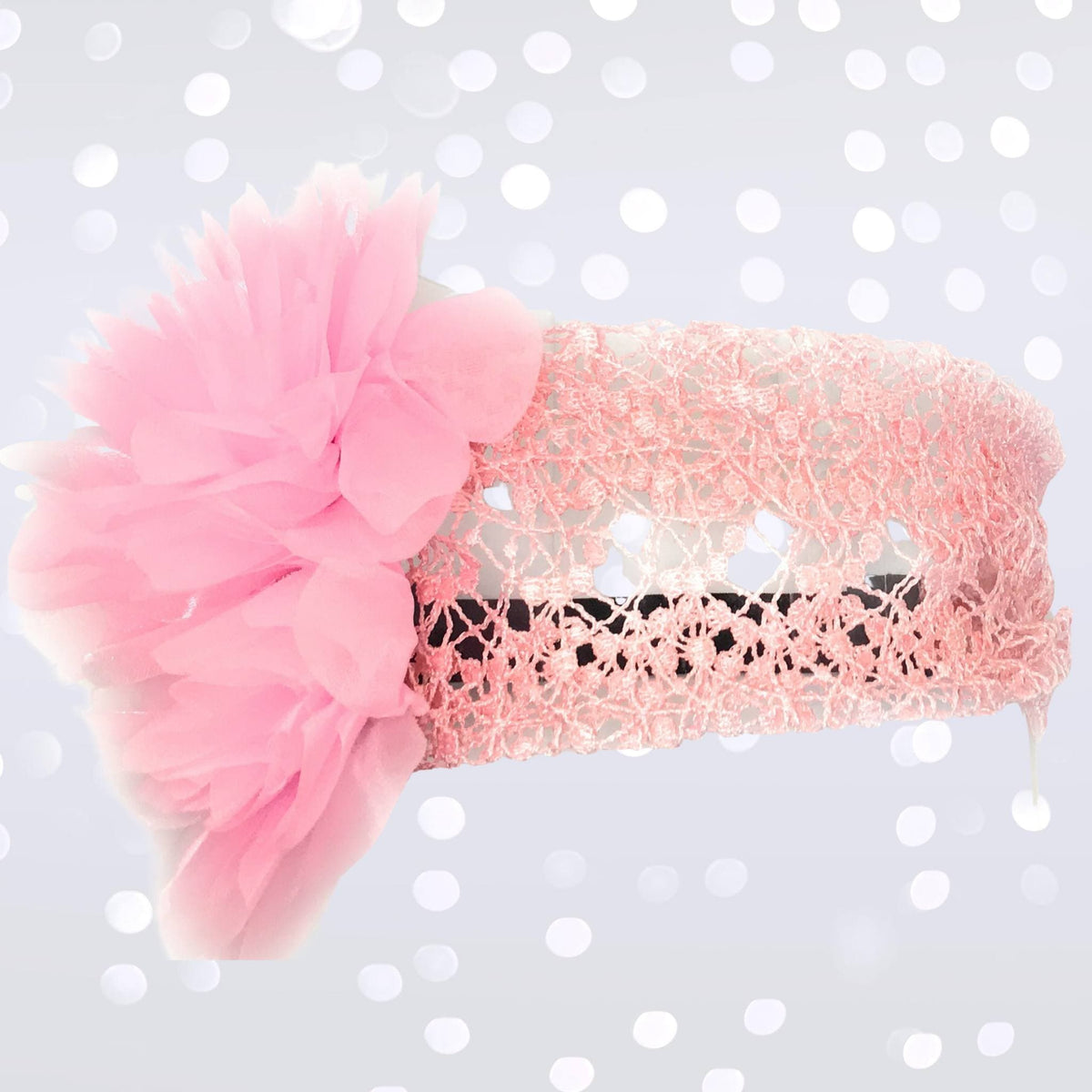 Light Pink  crochet lace gatsby headband