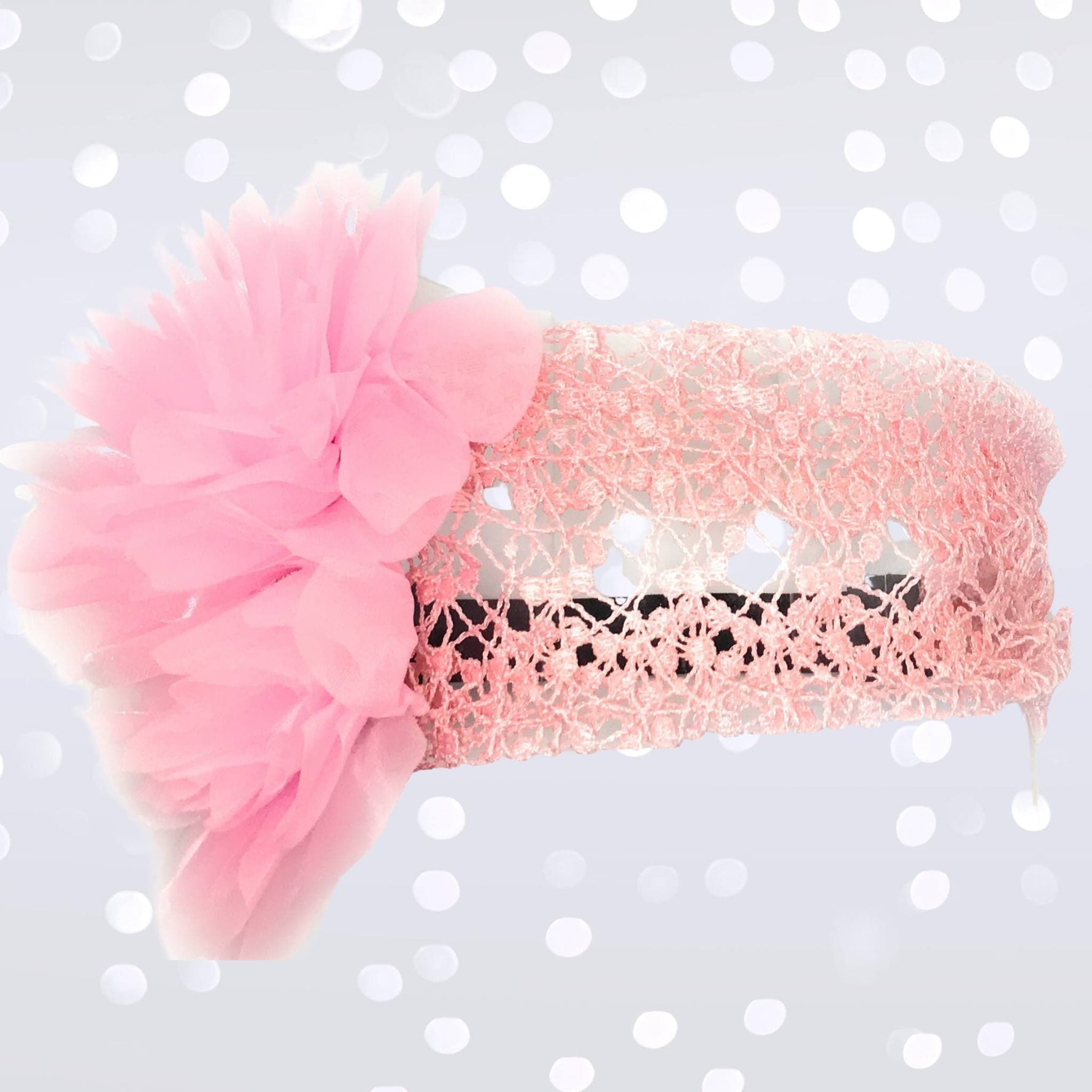 Light Pink  crochet lace gatsby headband