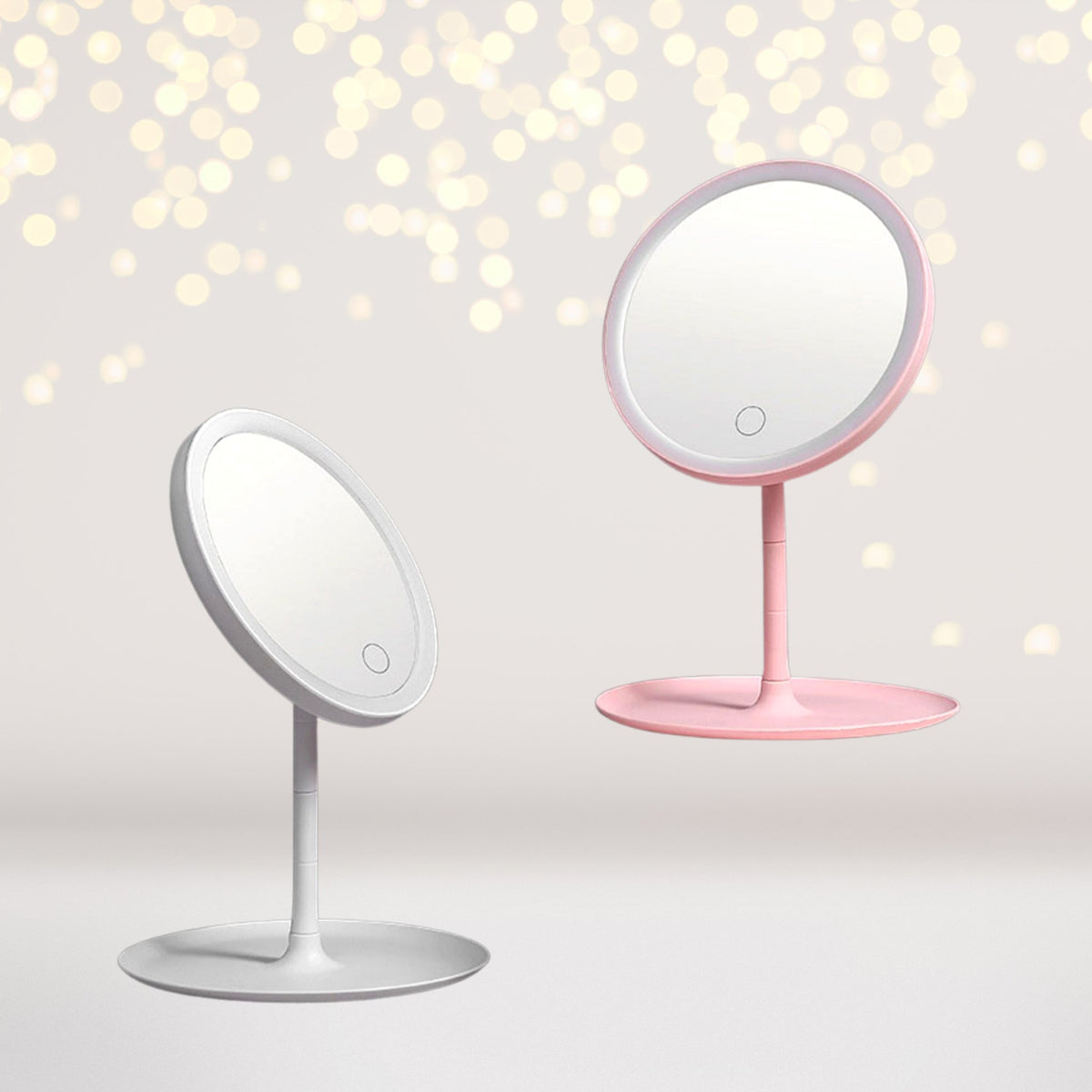 Pink and white lighted makeup mirror party favors - spa birthday party supplies