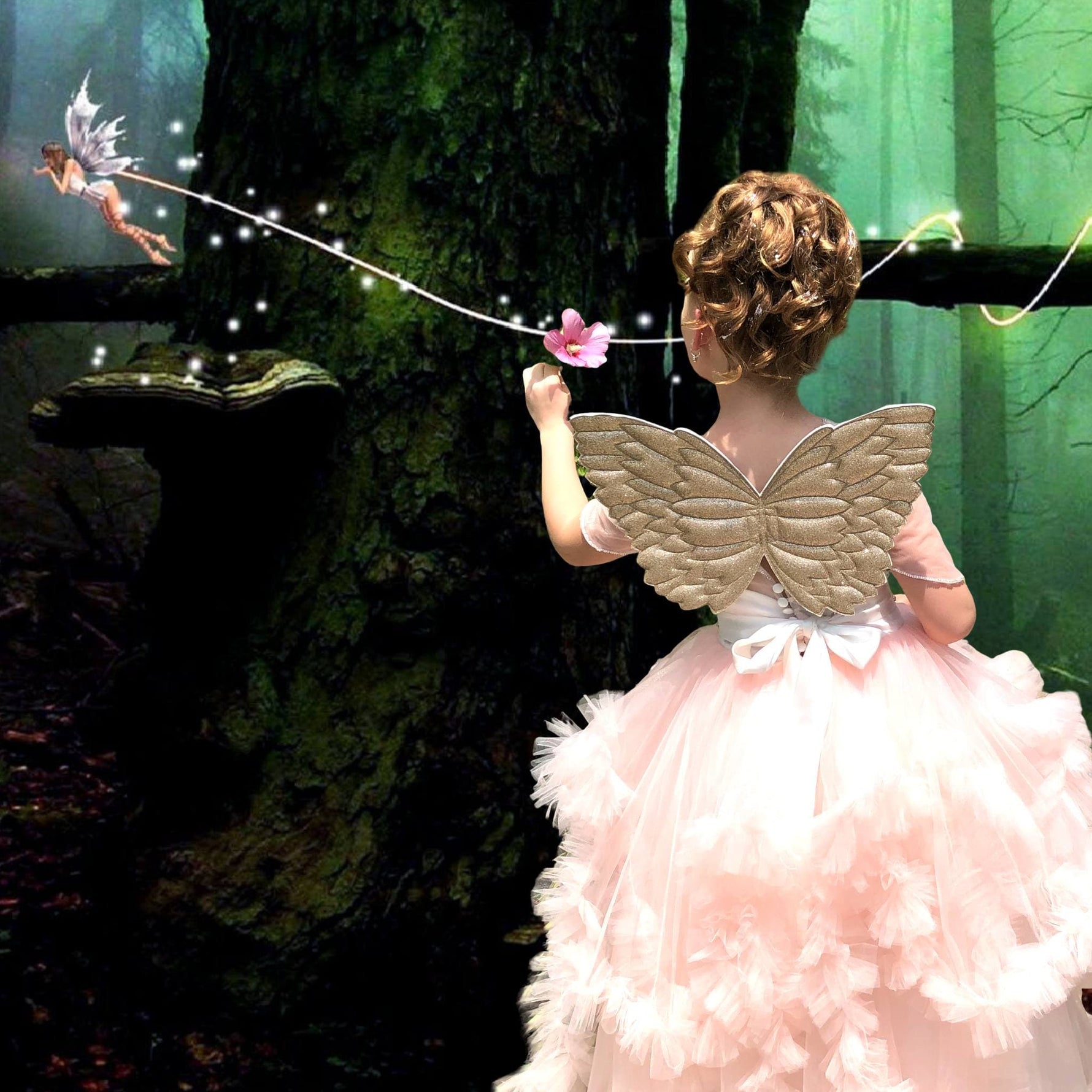 Little Girl Glitter Fairy Wings Costume Chicky Chicky Bling Bling Little Girl Glitter Fairy Wings Costume Chicky Chicky Bling Bling