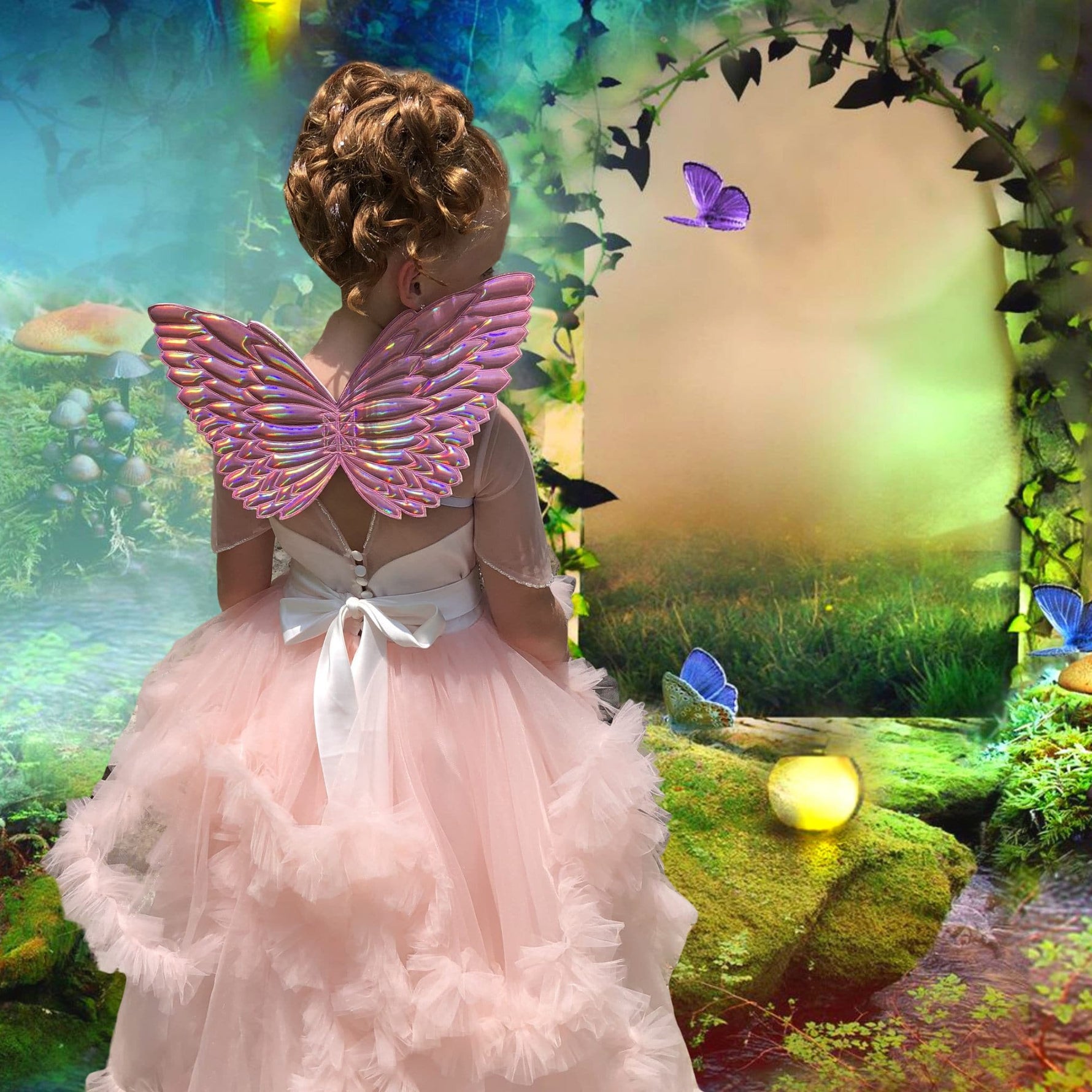 Little Girl Hologram Unicorn Wings Costume Chicky Chicky Bling Bling Little Girl Hologram Unicorn Wings Costume Chicky Chicky Bling Bling