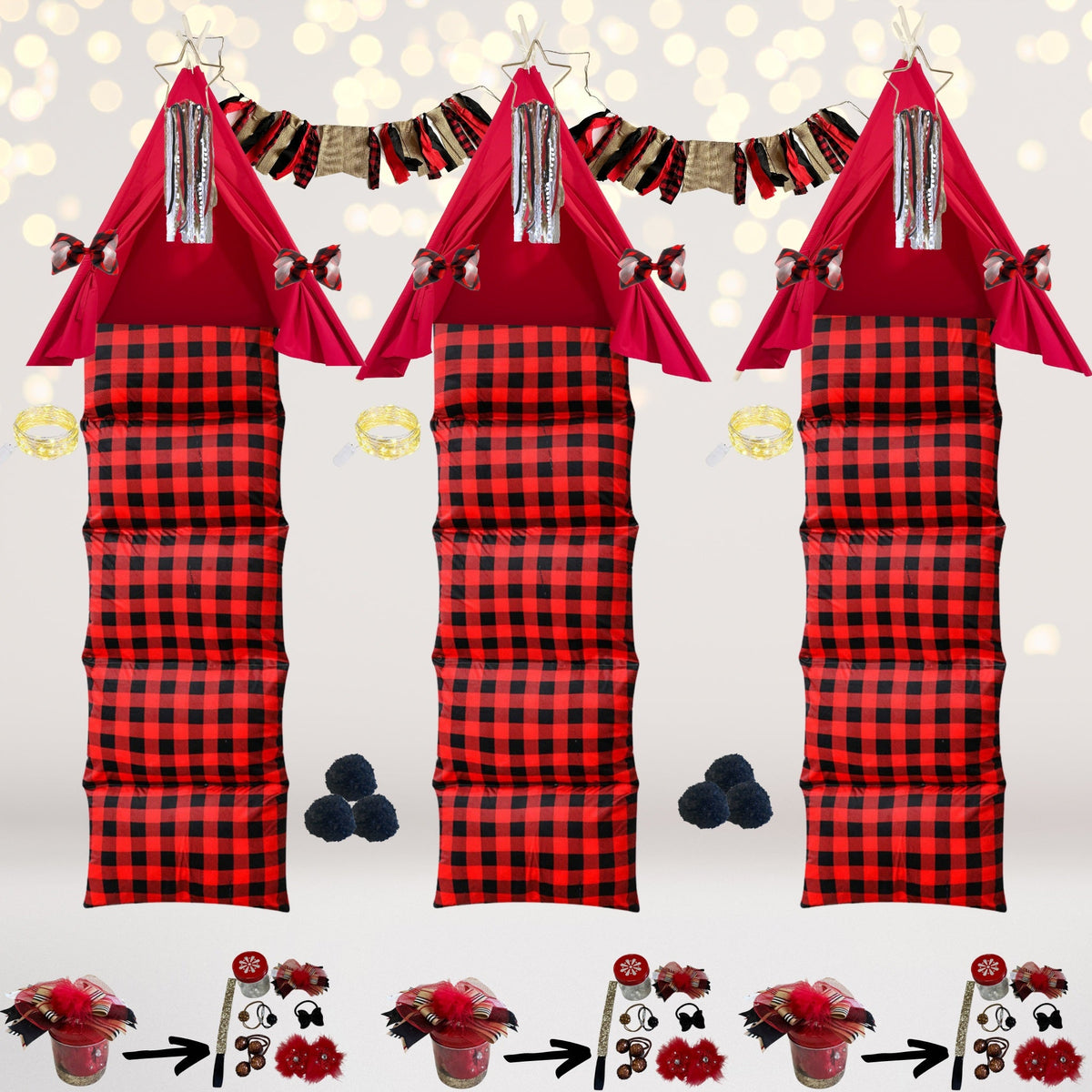 Lumberjack Birthday Sleepover Pack, Holiday Buffalo Plaid Party Supplies