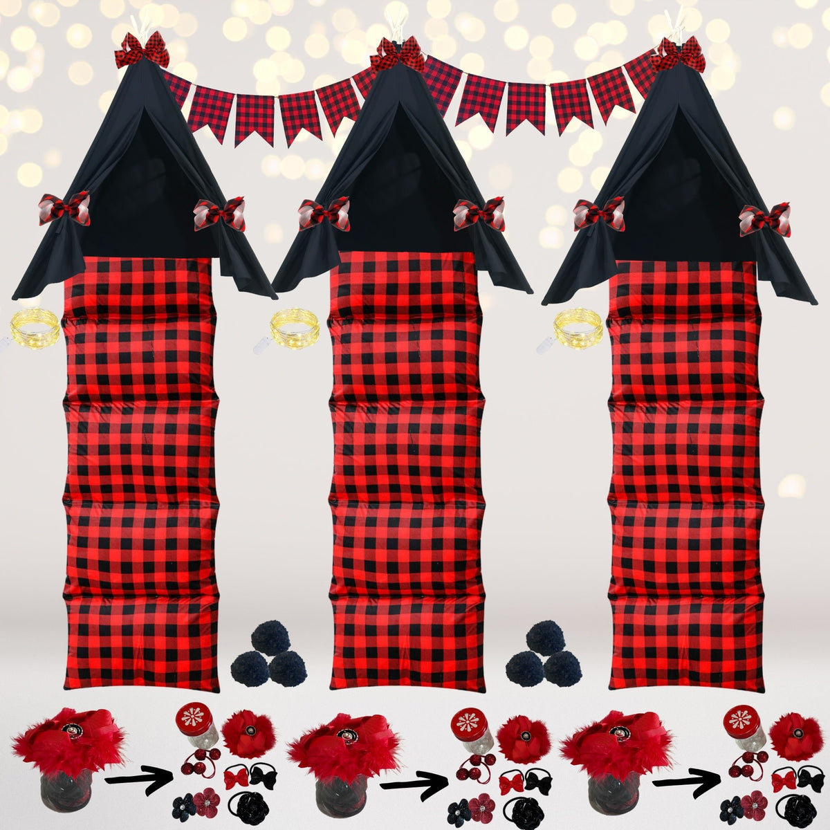 Lumberjack Birthday Sleepover Pack, Holiday Buffalo Plaid Party Supplies