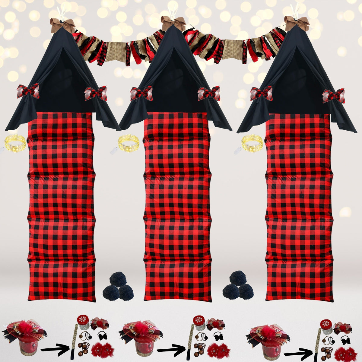 Lumberjack Birthday Sleepover Pack, Holiday Buffalo Plaid Party Supplies