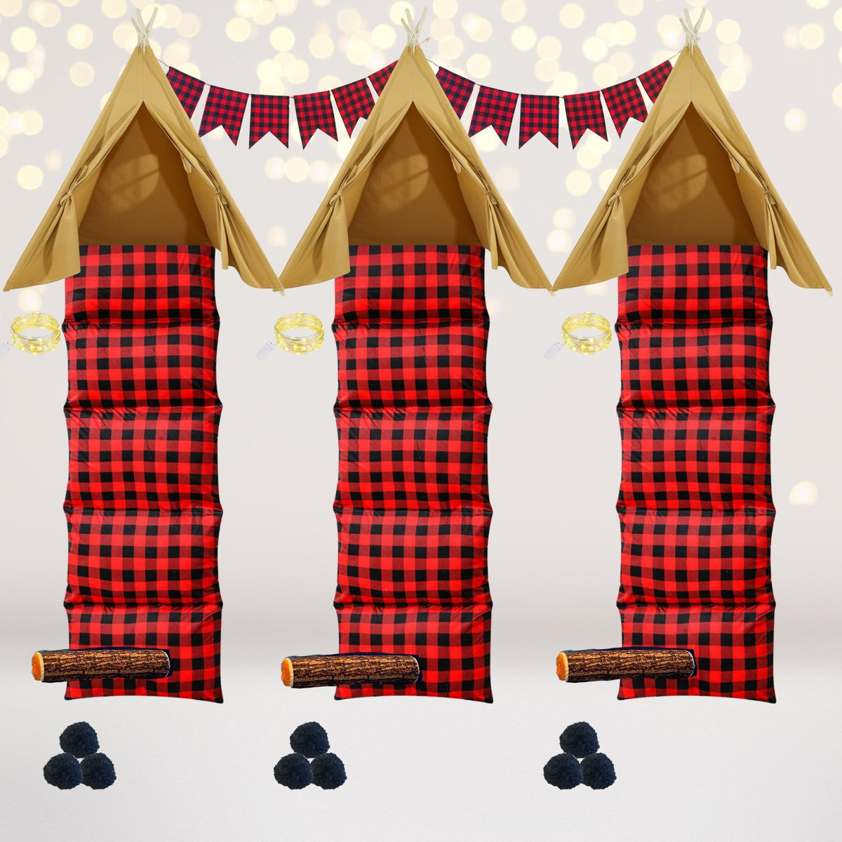 Lumberjack Birthday Sleepover Pack, Holiday Buffalo Plaid Party Supplies
