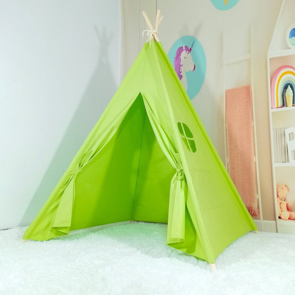 Lime Green teepee tent replacement cover, kids tent cover, lime canvas cover for teepee tent