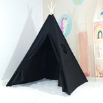 Black teepee tent replacement cover, kids tent cover, black canvas cover for teepee tent