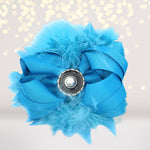 Hair Bow - Marabou Feather Flower Shaped Hair Bow, Marabou Boutique Bow