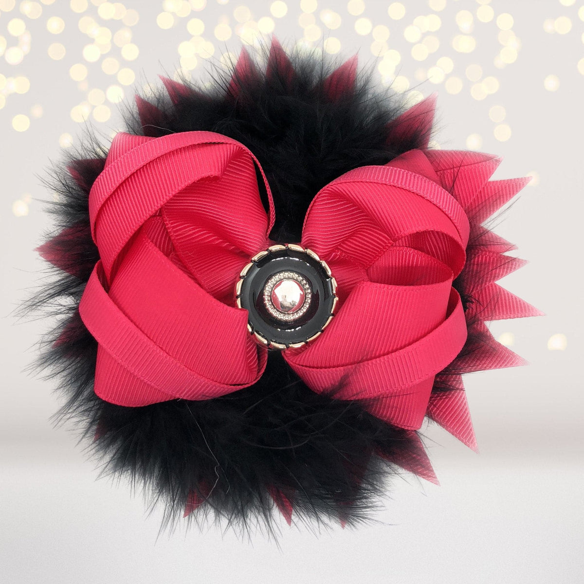 Hair Bow - Marabou Feather Flower Shaped Hair Bow, Marabou Boutique Bow