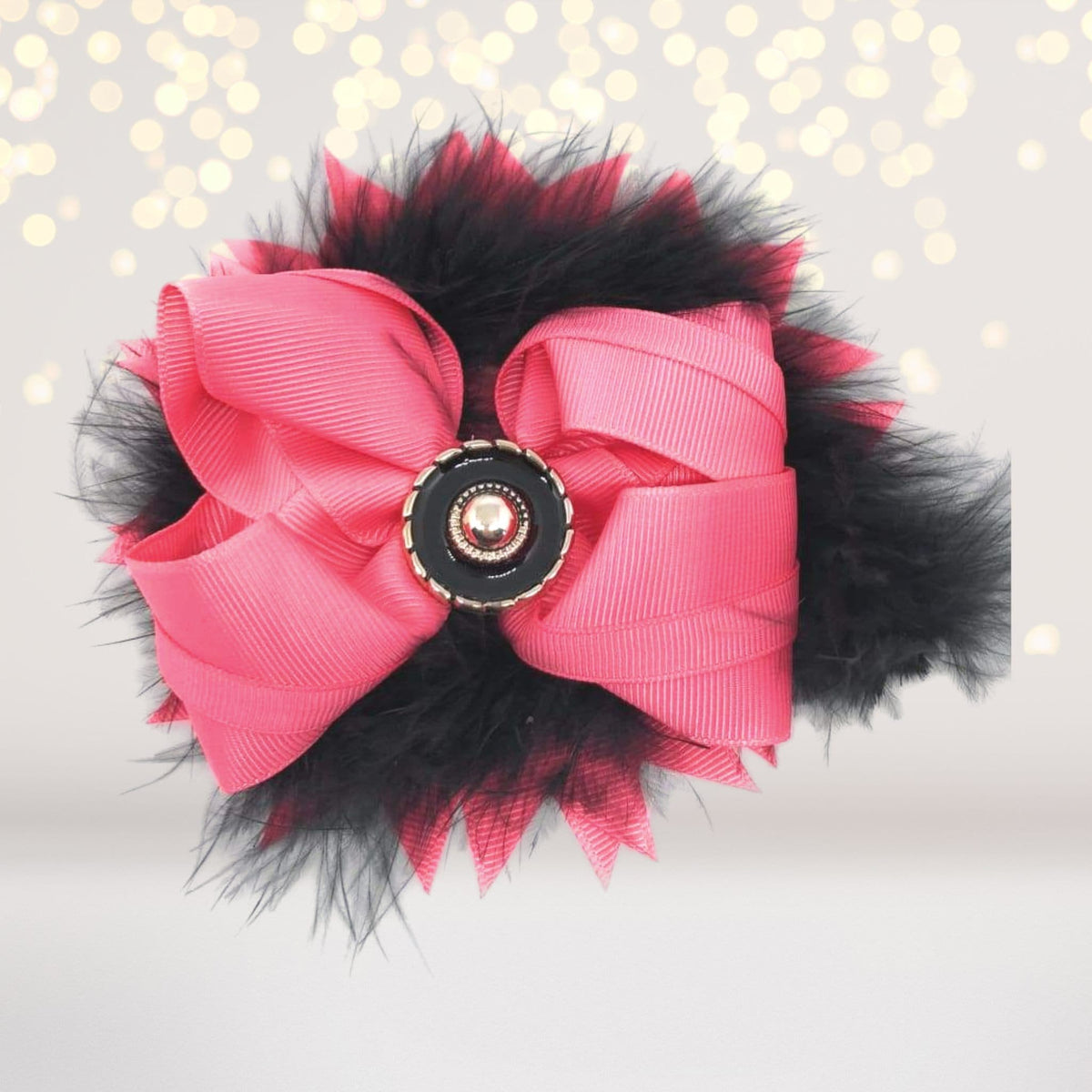 Hair Bow - Marabou Feather Flower Shaped Hair Bow, Marabou Boutique Bow