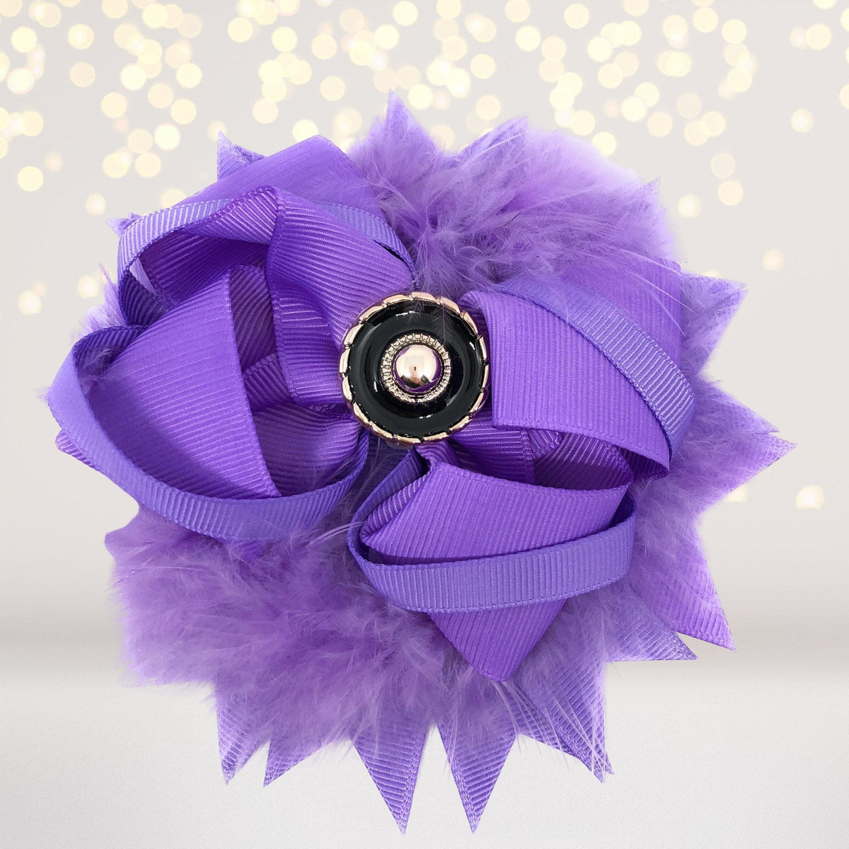 Hair Bow - Marabou Feather Flower Shaped Hair Bow, Marabou Boutique Bow