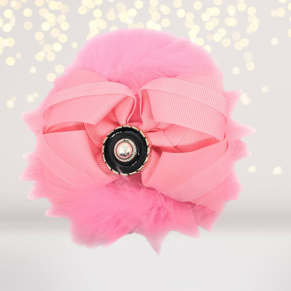 Hair Bow - Marabou Feather Flower Shaped Hair Bow, Marabou Boutique Bow