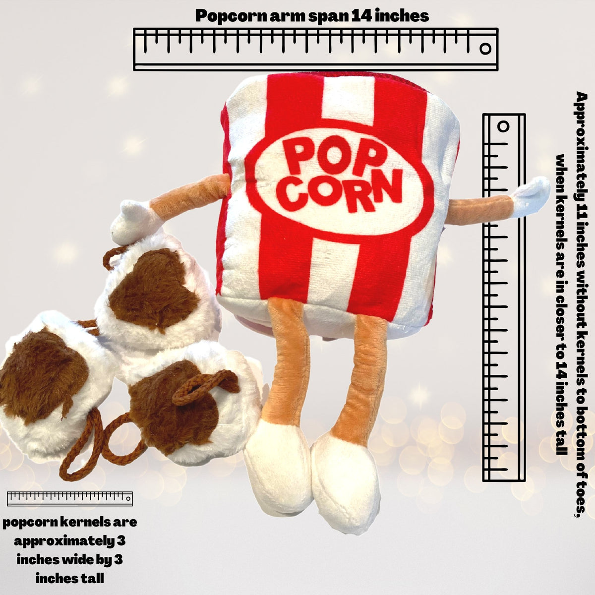 Popcorn Plush Toy Dimensions