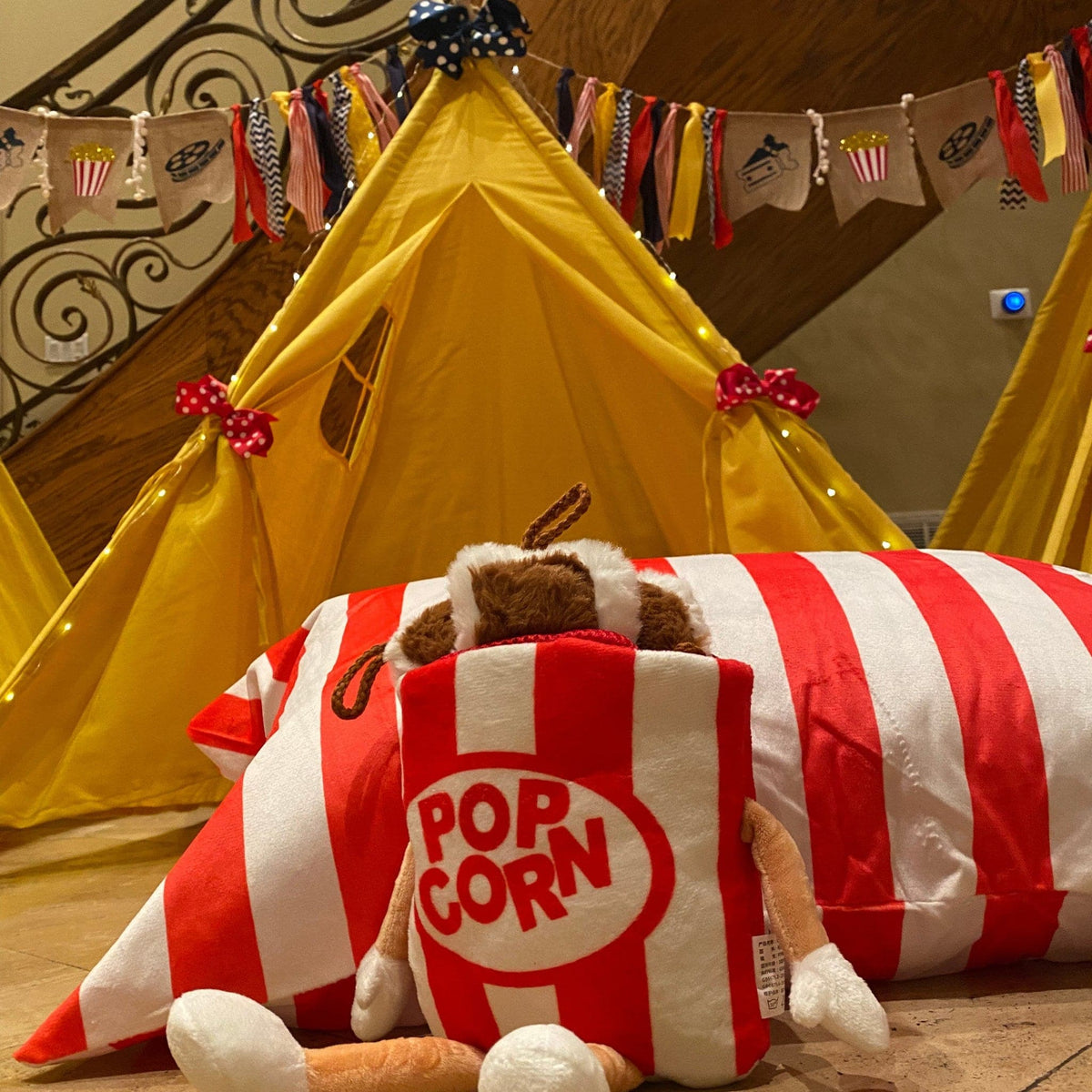 Movie Night Party Teepee Tent Bundle, Family Movie Night Sleepover Birthday Party Supplies