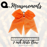 Hair Bow - Orange Rhinestone Cheer Ponytail Holder, Halloween Cheer Bow