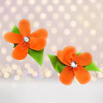 Hair Flower - Orange Ribbon Hair Flower Clip, Orange Flower Hair Clip
