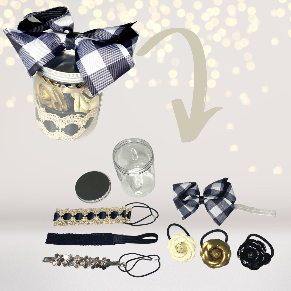 Black and White Plaid Glamping Tent Bundle, Buffalo Check Christmas Decorations, Party Bundle Gift