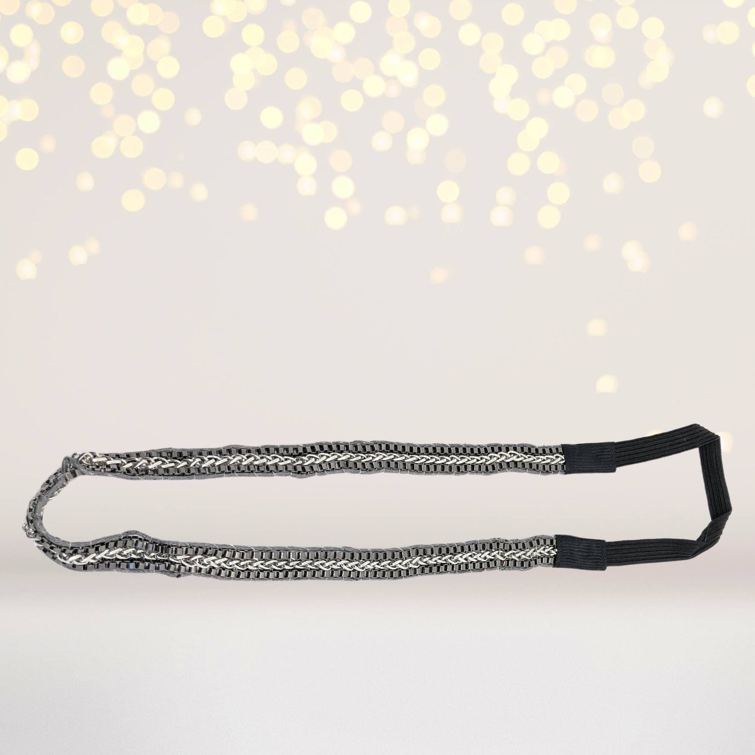 Headband - Pewter Chain Headband, Pewter Rock Headband