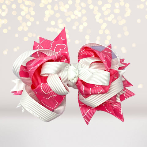 Hairbow - Pink Hearts Valentine's Hair Bow