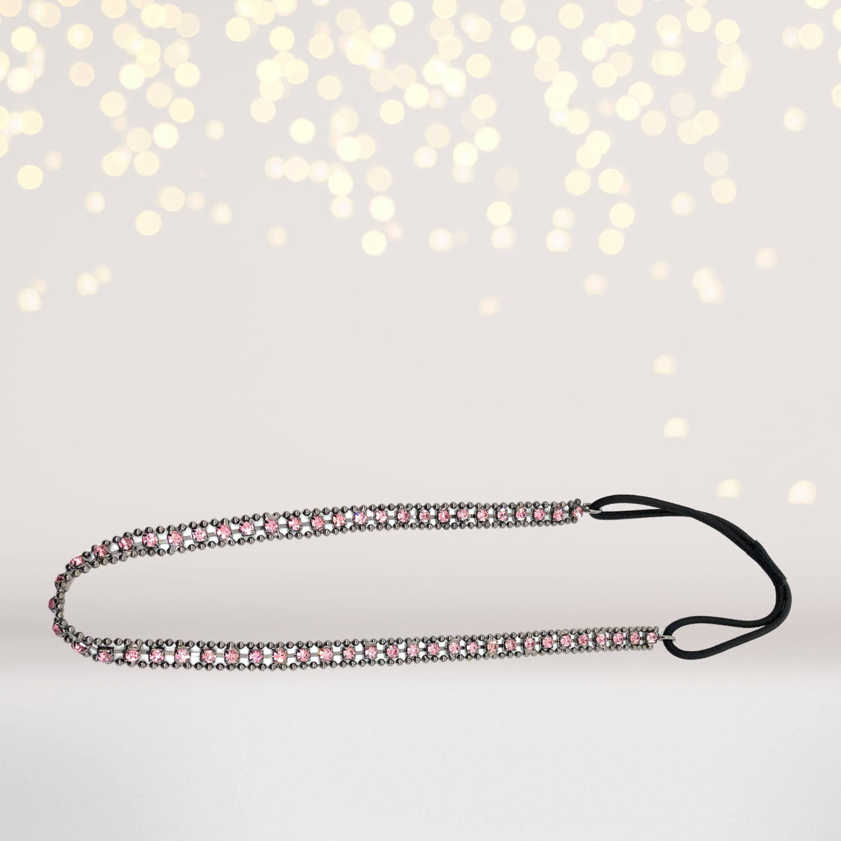 Headband - Pink Rhinestone Boho Headband, Pink Rhinestone Headband
