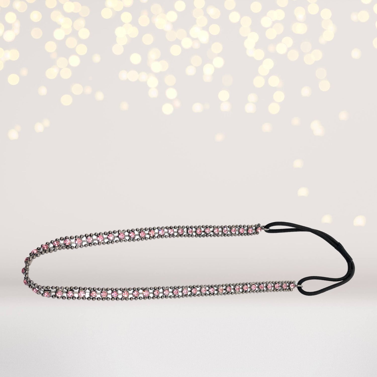 Headband - Pink Rhinestone Boho Headband, Pink Rhinestone Headband