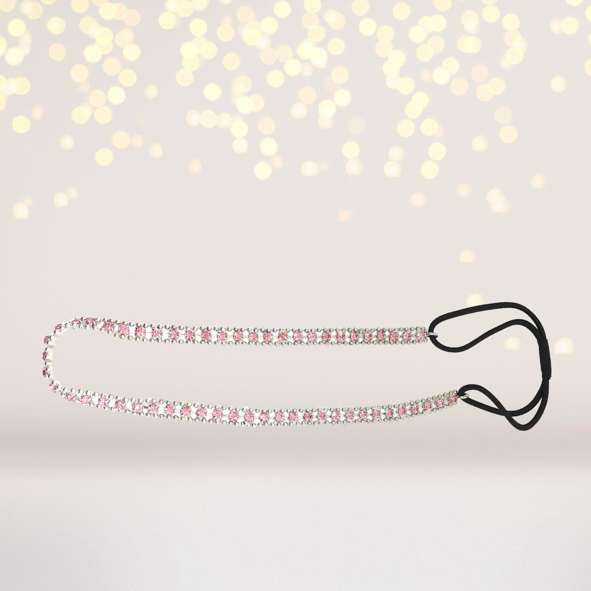 Headband - Pink Rhinestone Boho Headband, Pink Rhinestone Headband